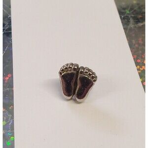 Tiny Footprints Precious Feet Lapel Pin Silver Tone Mini Foot Soles